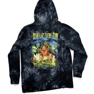Universal Studios Halloween Horror Nights Hoodie Mens Large Blue 2022 Tie Dye